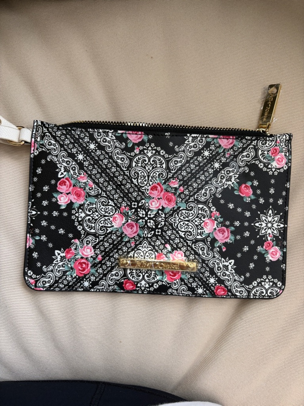 New! Betsy Johnson Floral Bandana Print Wristlet
